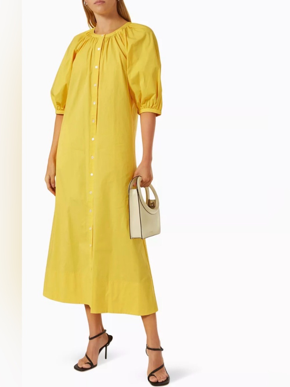 Staud Vincent Dress in Cotton Poplin Yellow Size XS